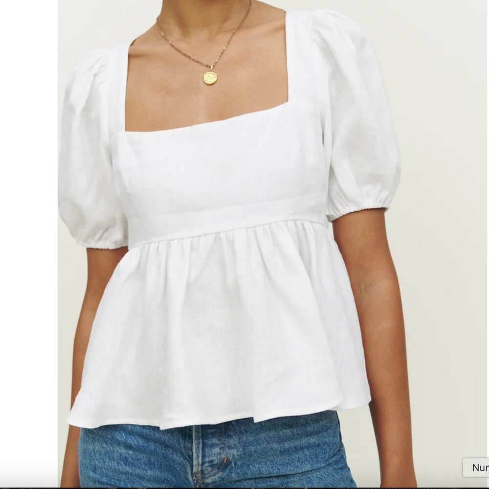 Reformation Zenni Linen Top White - Size M